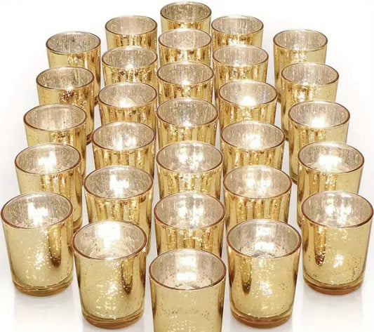 Gold mercury glass votive candle holders