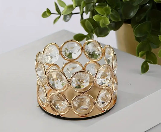 Gold and crystal votive candle holders
