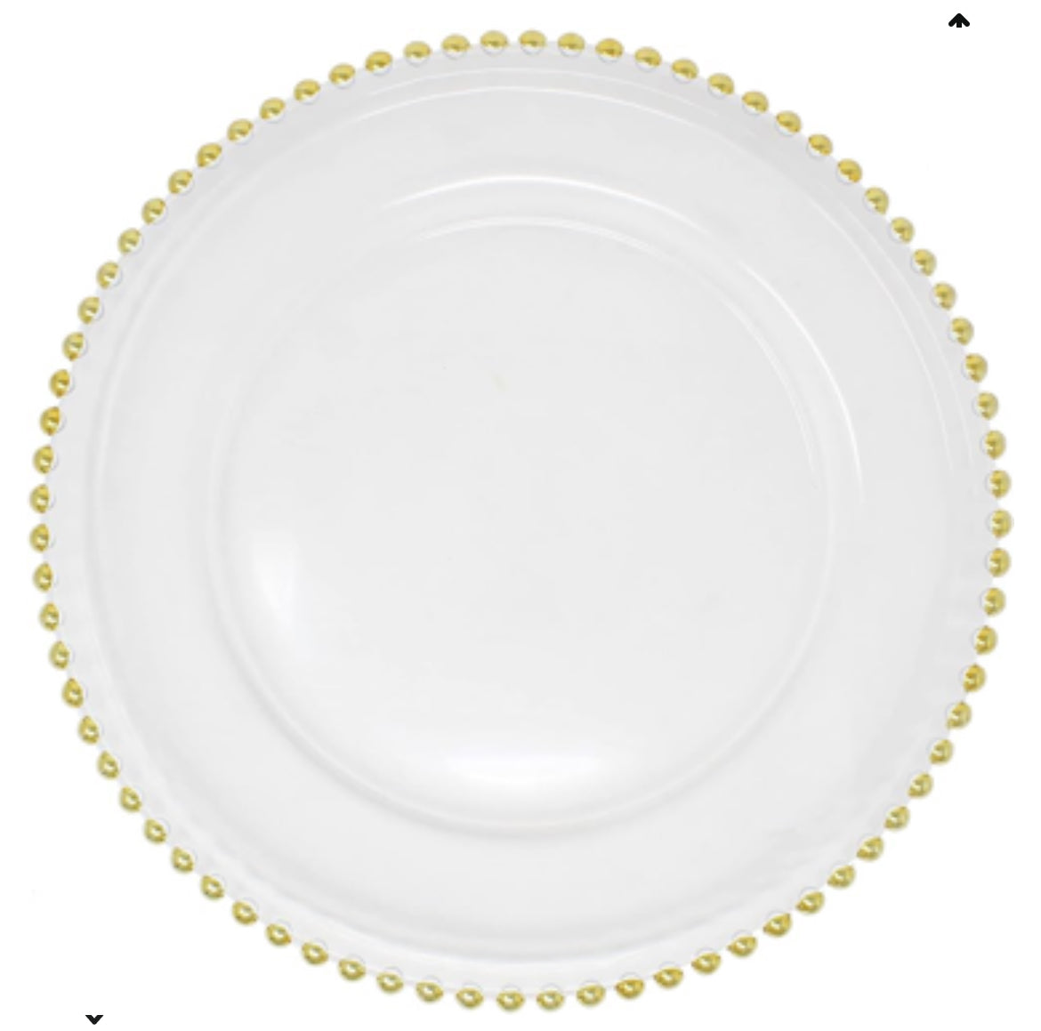 Clear Acrylic Beaded Gold Acrylic Charger Plate, Plastic Round Dinner Charger Event Tabletop Decor 13" -  RENTAL