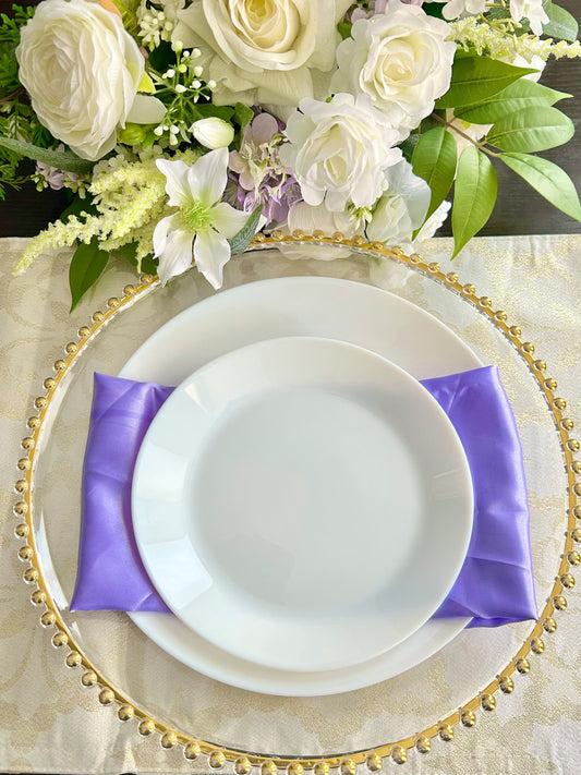 Clear Acrylic Beaded Gold Acrylic Charger Plate, Plastic Round Dinner Charger Event Tabletop Decor 13" -  RENTAL