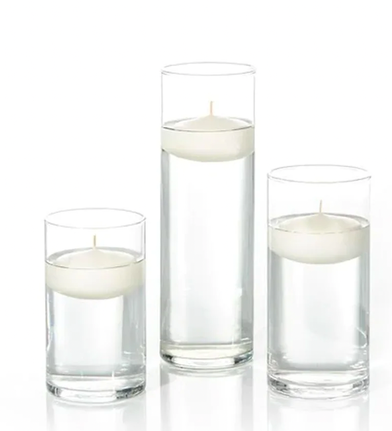 Set of 3 glass floating candle holders - Rental