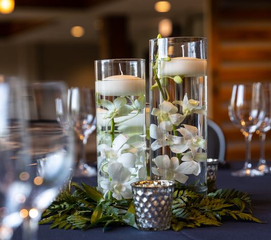 Set of 3 glass floating candle holders - Rental